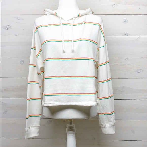 SO Tops - SO Lounge Life Rainbow Striped Hoodie Sweatshirt